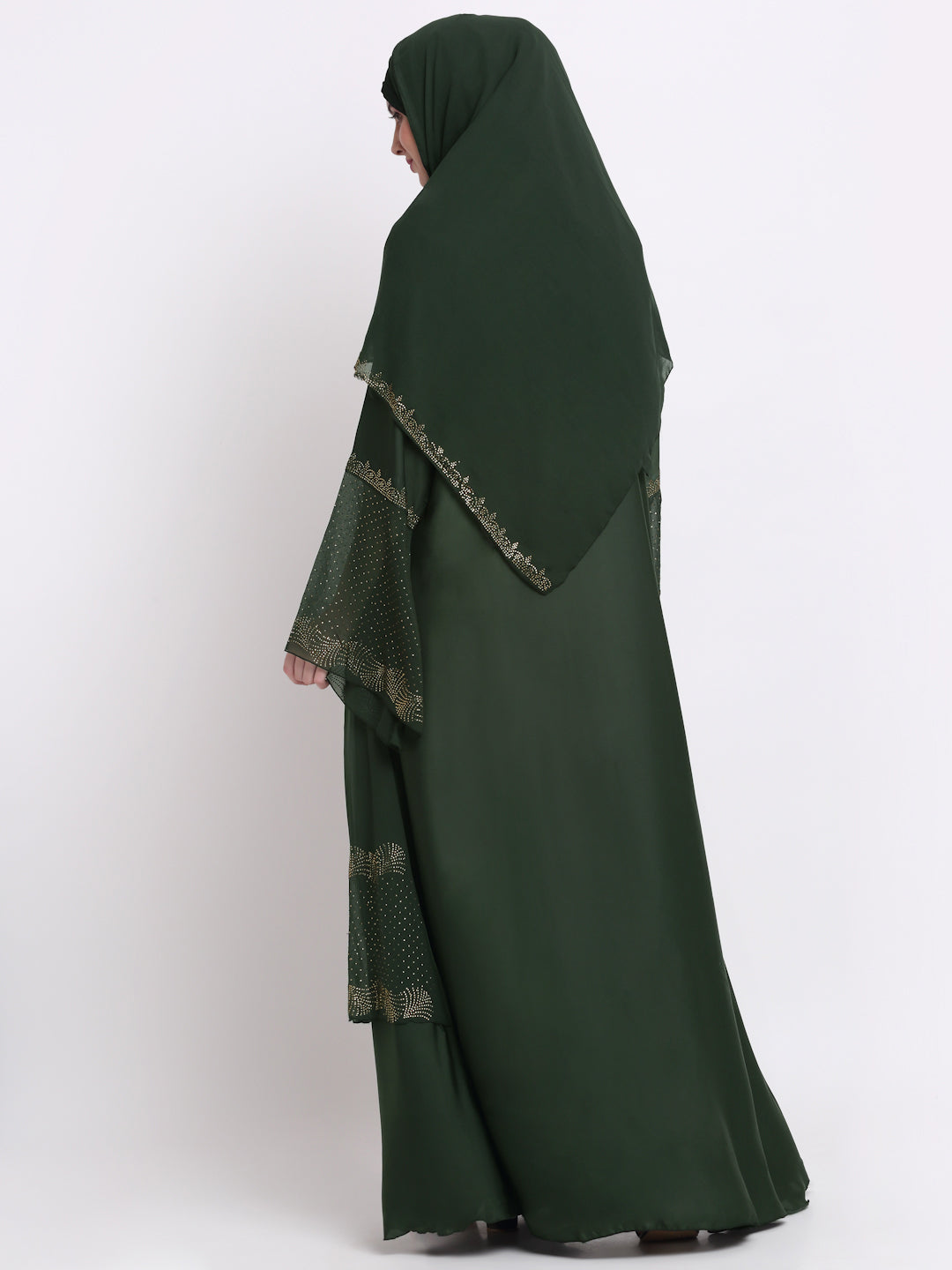 Klotthe Women Green Embellished Burqa With Scarves