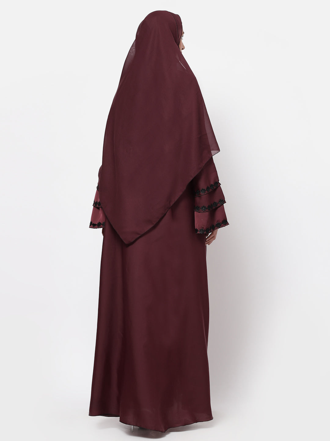 Klotthe Women Maroon Embellished Burqa With Scarves