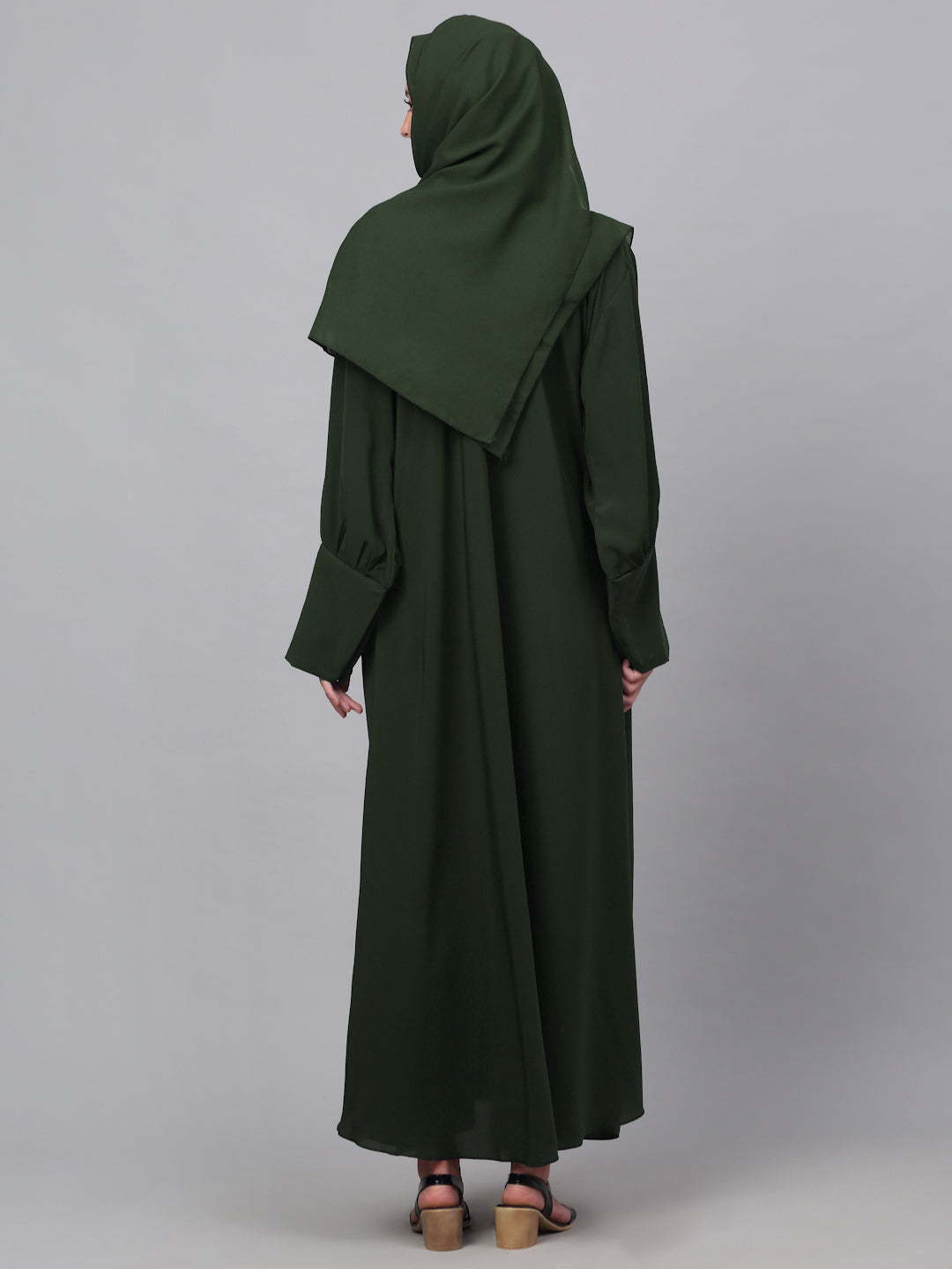 Klotthe Women Olive Embellished Burqa With Scarves