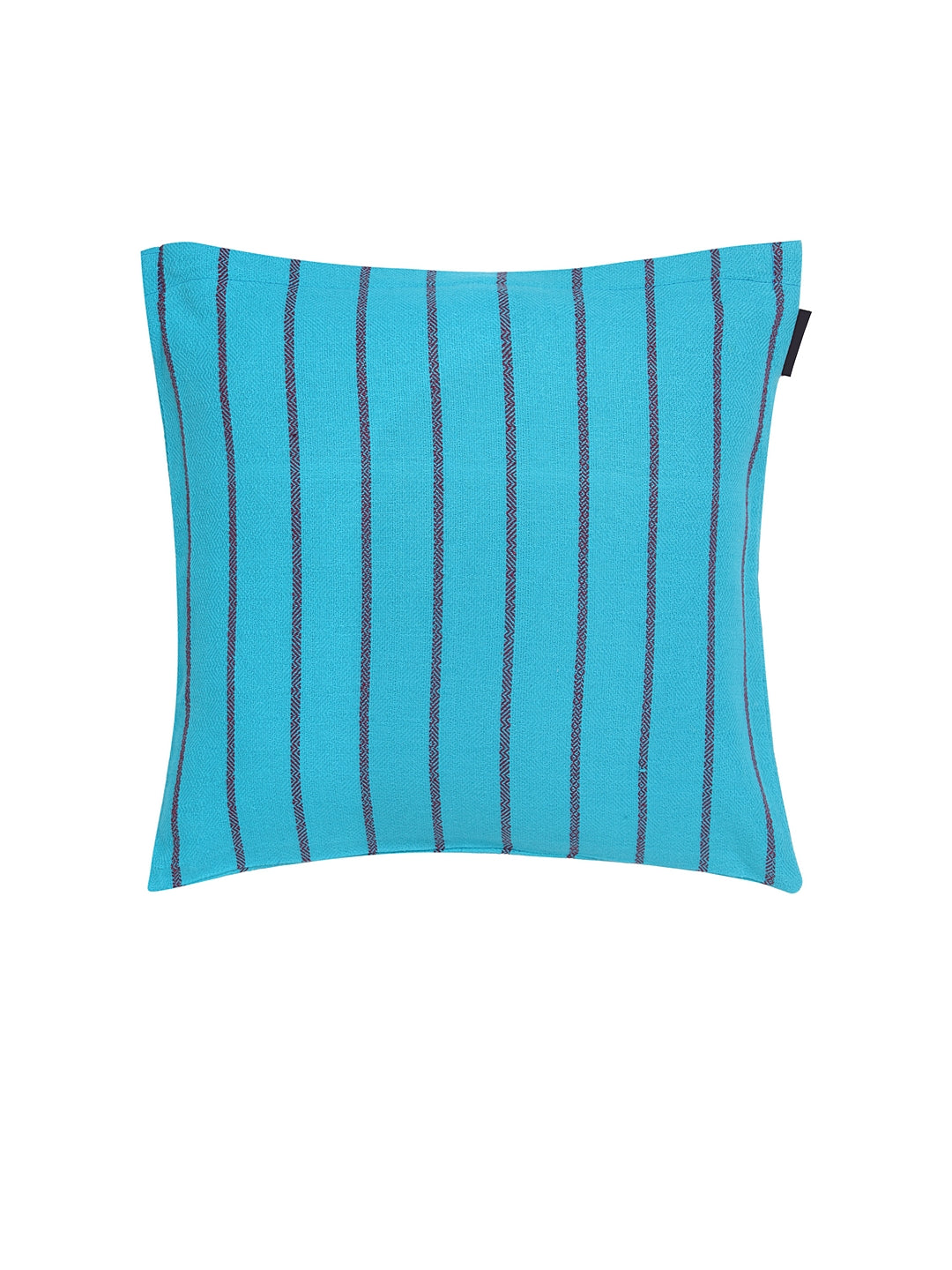 KLOTTHE Turquoise Cotton Striped Cushion Covers (40X40 cm)