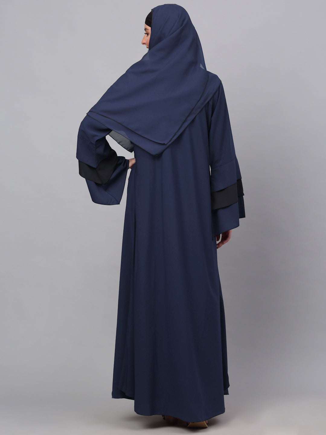 Klotthe Women Blue Embellished Burqa With Scarves