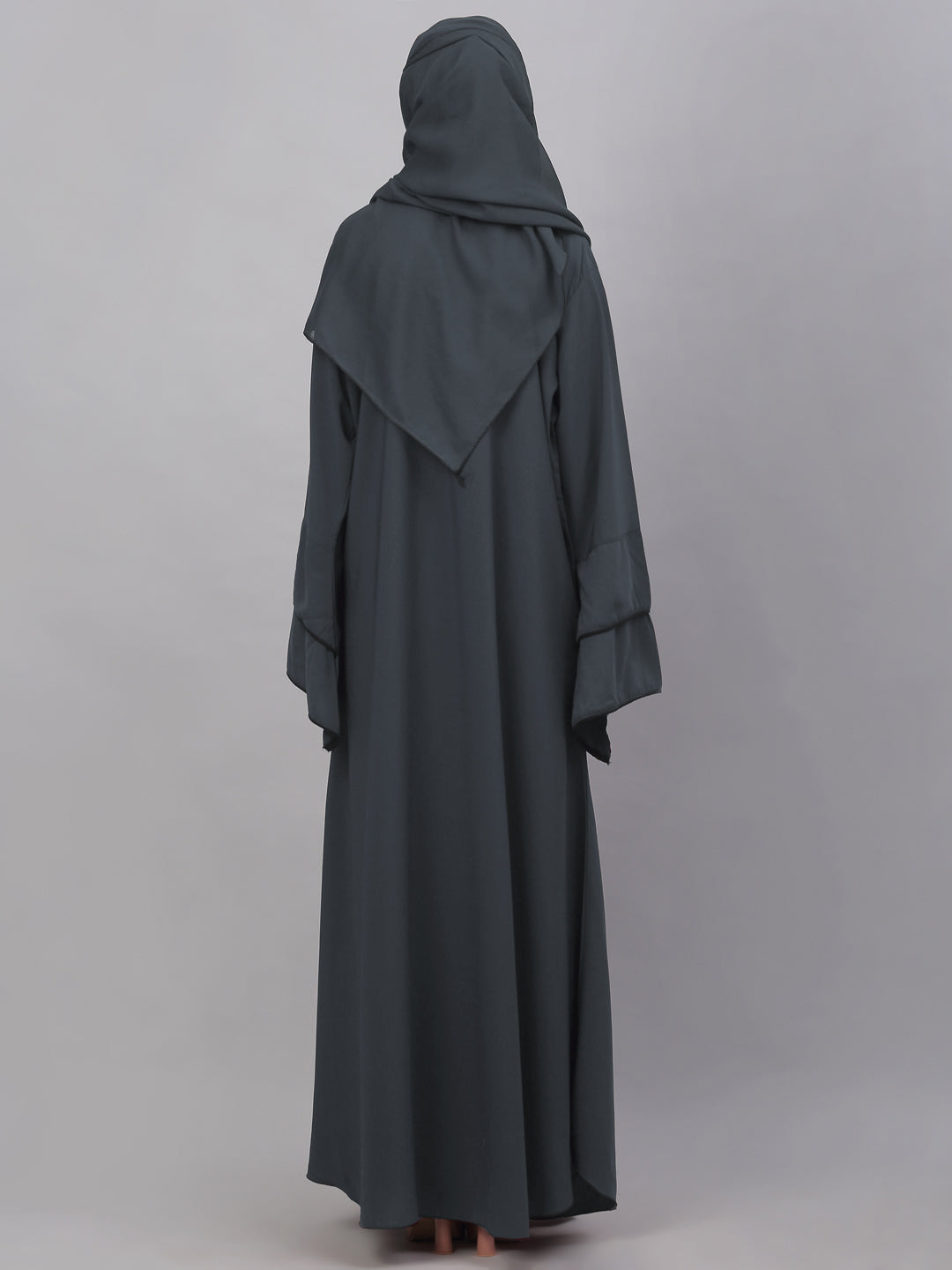 Klotthe Women Grey Embellished Burqa With Scarves