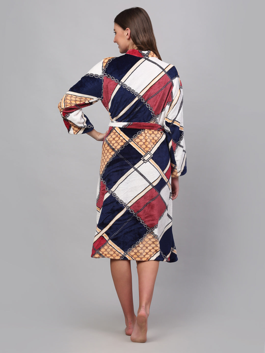 Klotthe Women MultiColor Printed Bath Robe With Belt