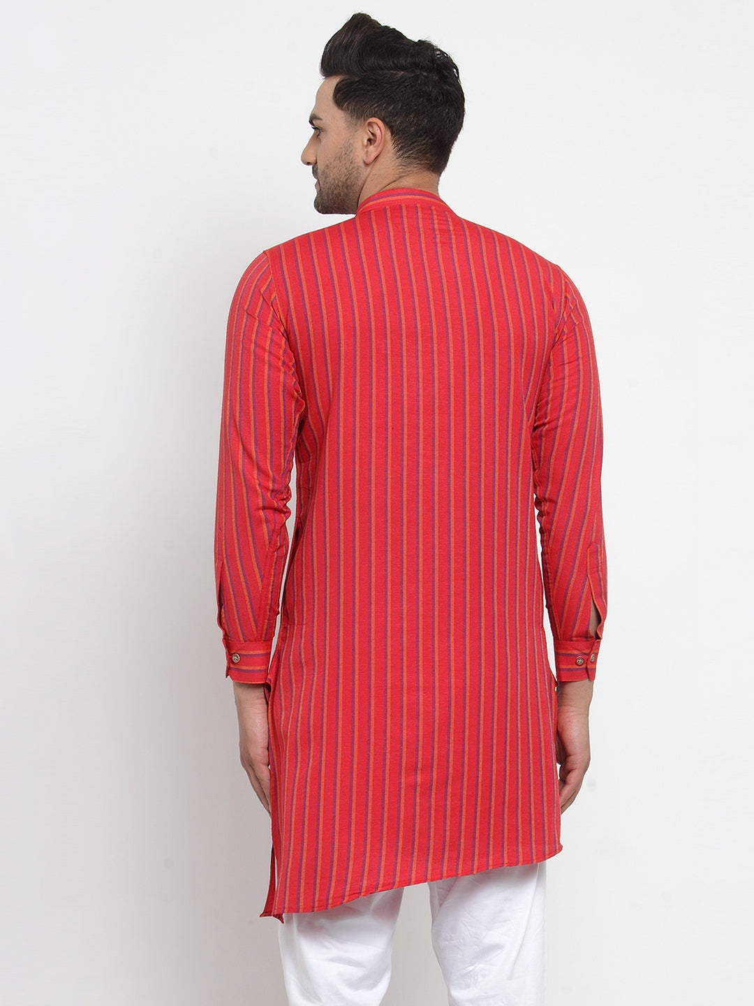 KLOTTHE Red Cotton Striped Kurtas