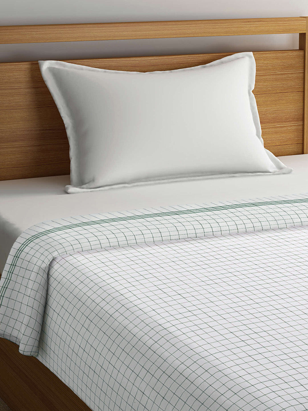 Klotthe Green Checked Summer Single Bed Dohar