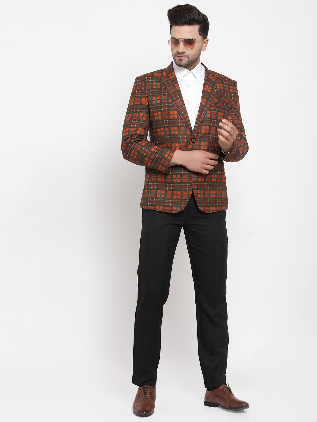 KLOTTHE Multi Wool Blend Checked Blazer