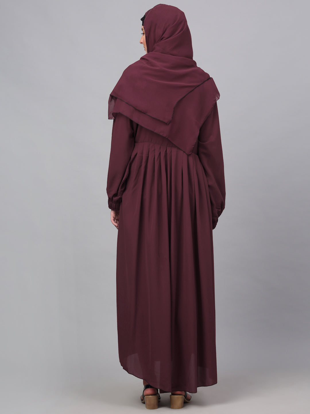 Klotthe Women Maroon Embellished Burqa With Scarves