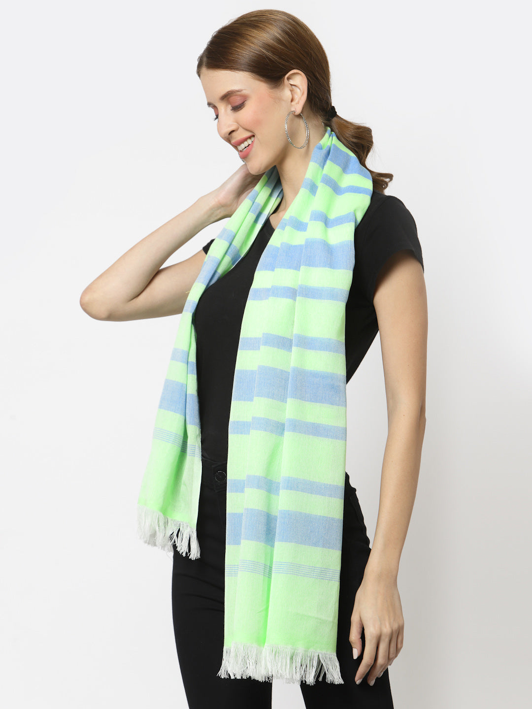 Klotthe Women MultiColor Striped Cotton Stole