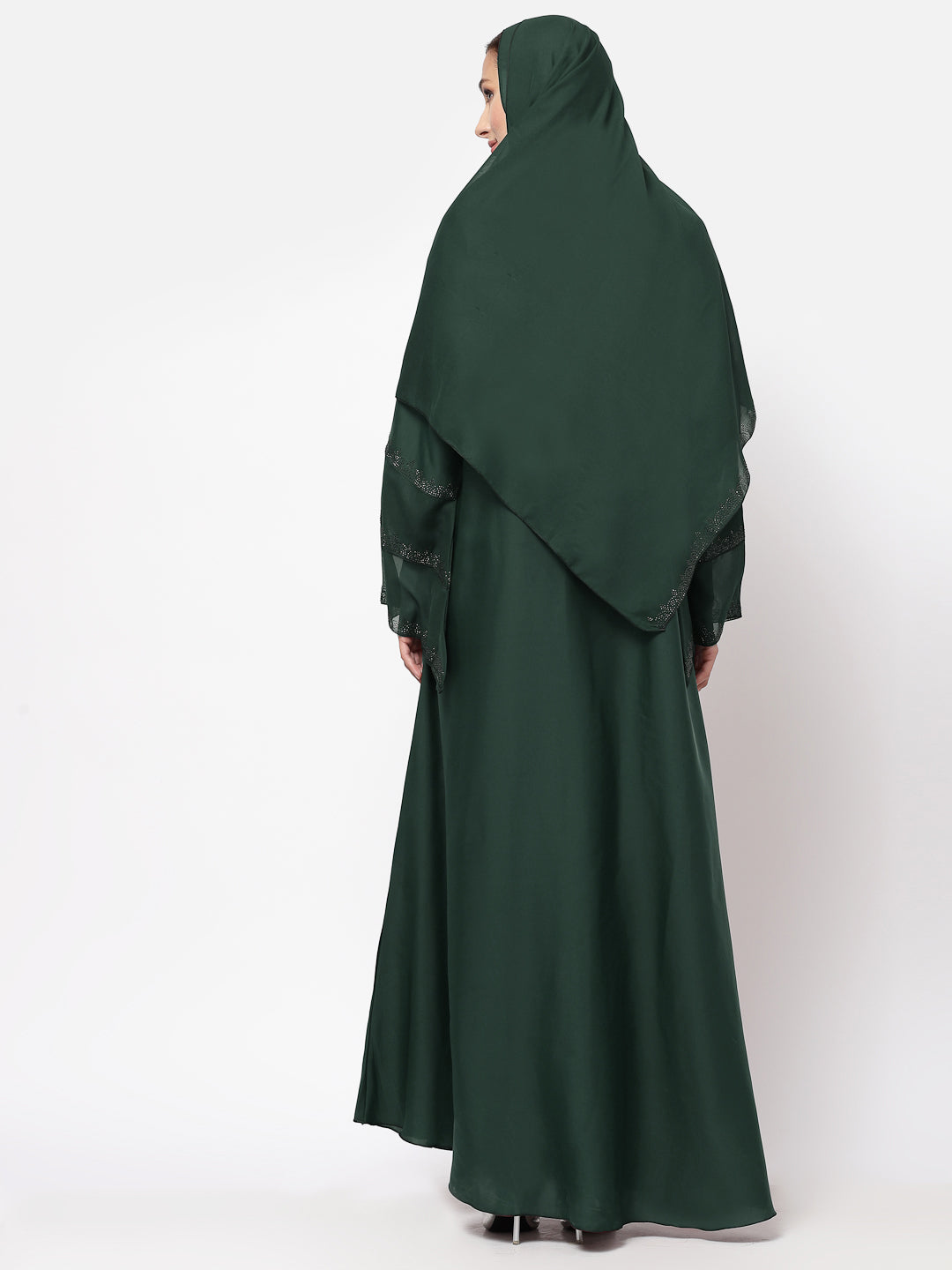 Klotthe Women Green Embellished Burqa With Scarves