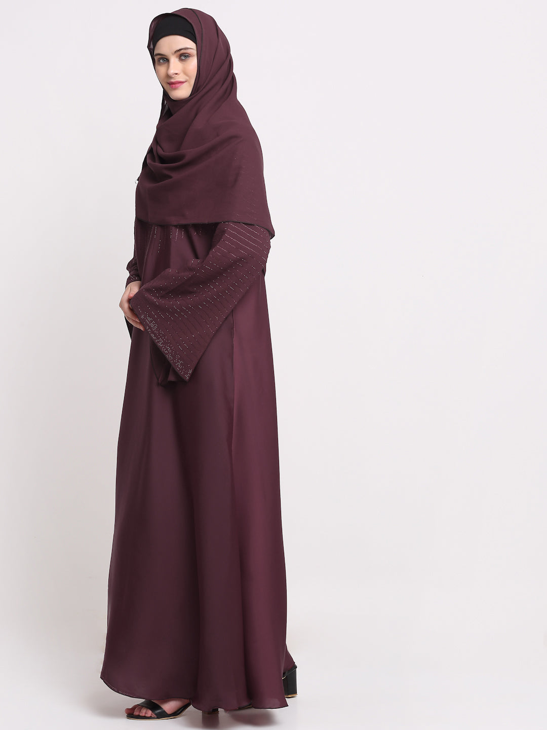 Klotthe Women Maroon Solid Burqa With Scarf