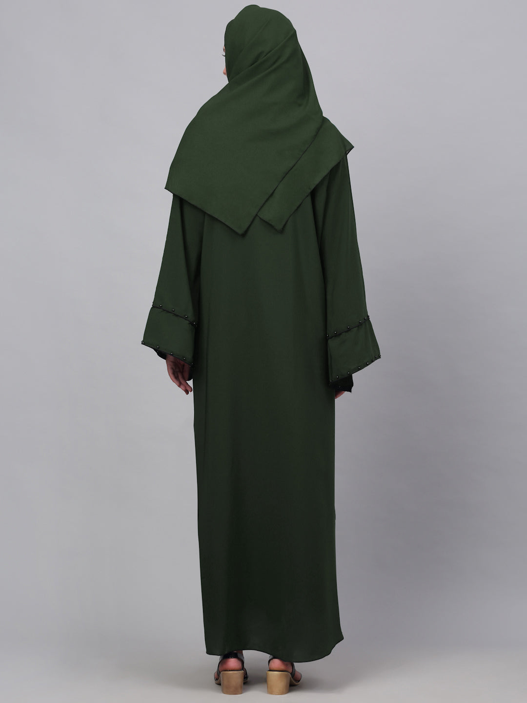 Klotthe Women Olive Embellished Burqa With Scarves