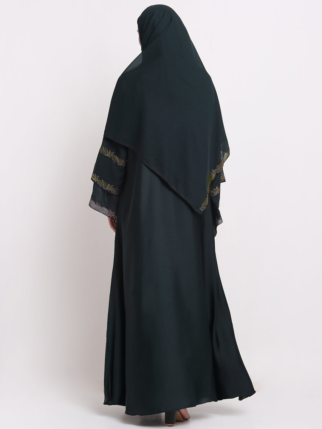 Klotthe Women Grey Embellished Burqa With Scarves