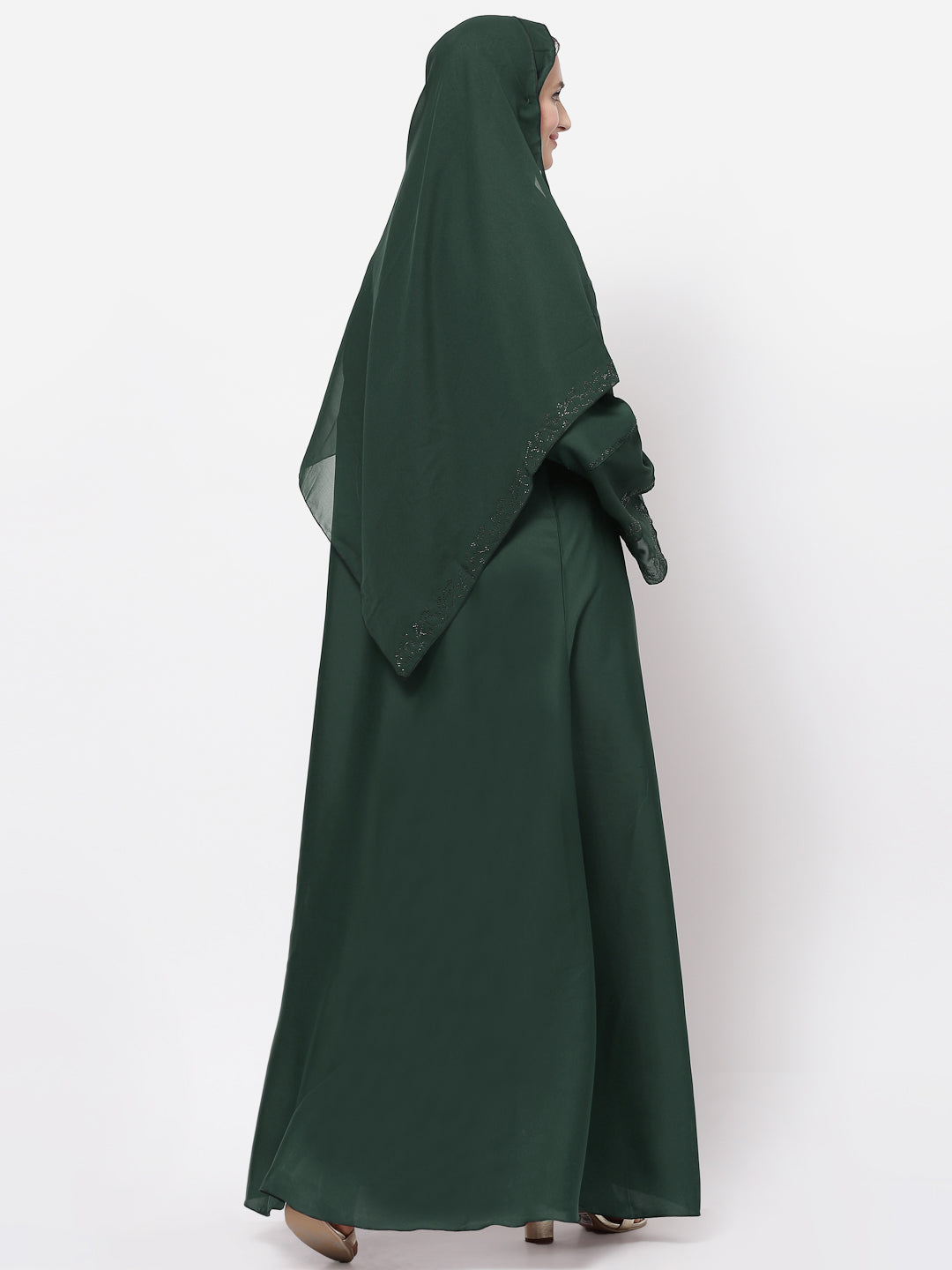 Klotthe Women Green Embellished Burqa With Scarves