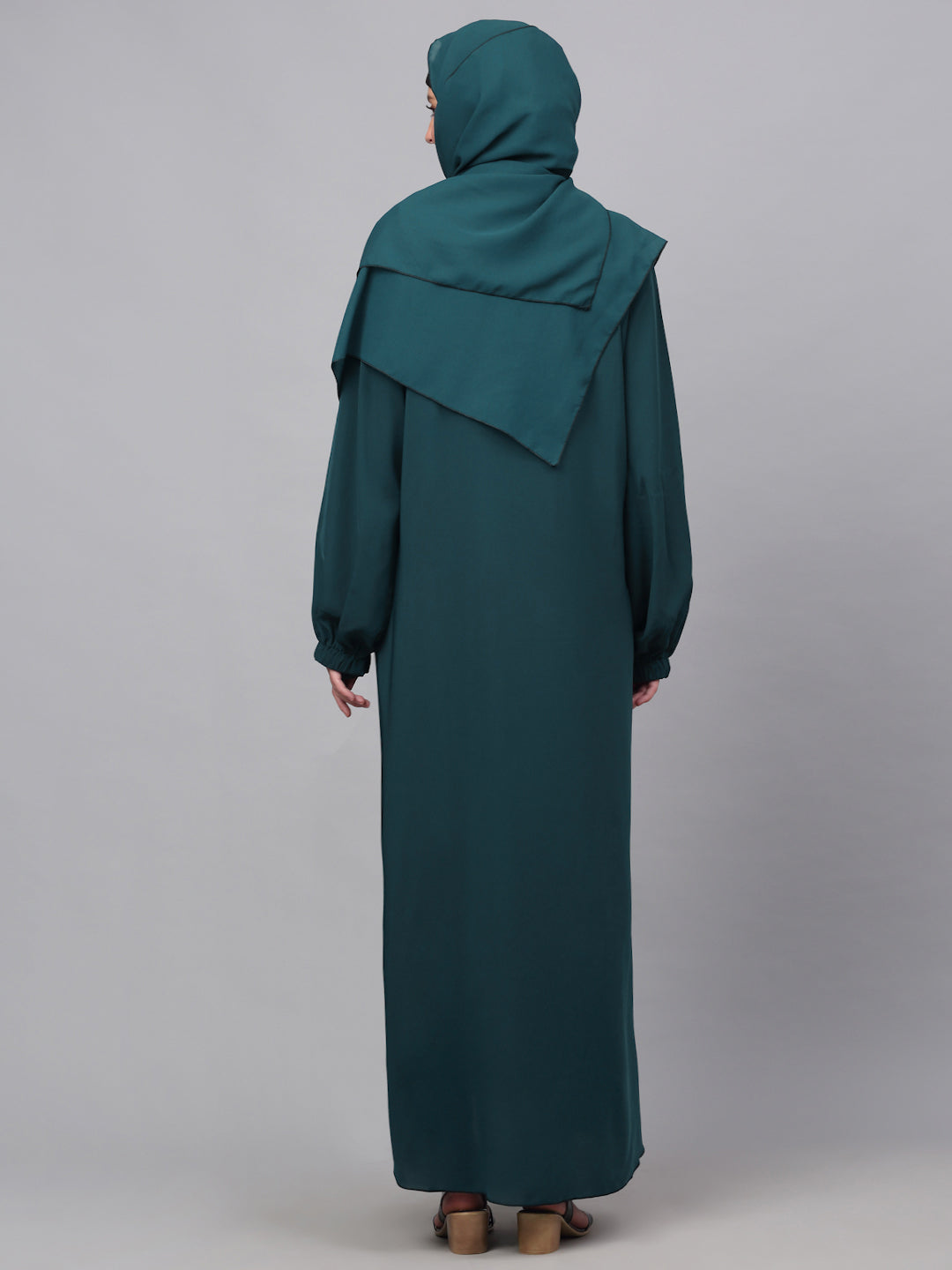 Klotthe Women Turq Embellished Burqa With Scarves