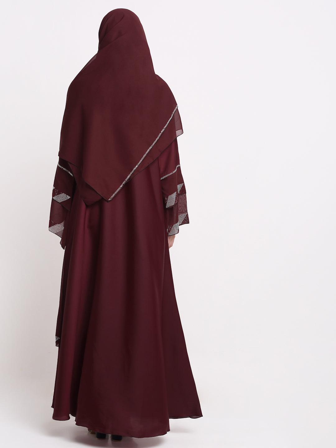 Klotthe Women Maroon Embellished Burqa With Scarves