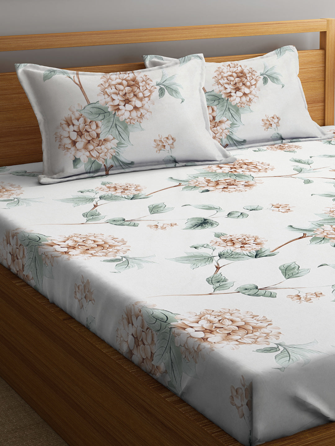 Klotthe Multi Floral 300 TC Cotton Blend Double Bedsheet with 2 Pillow Covers