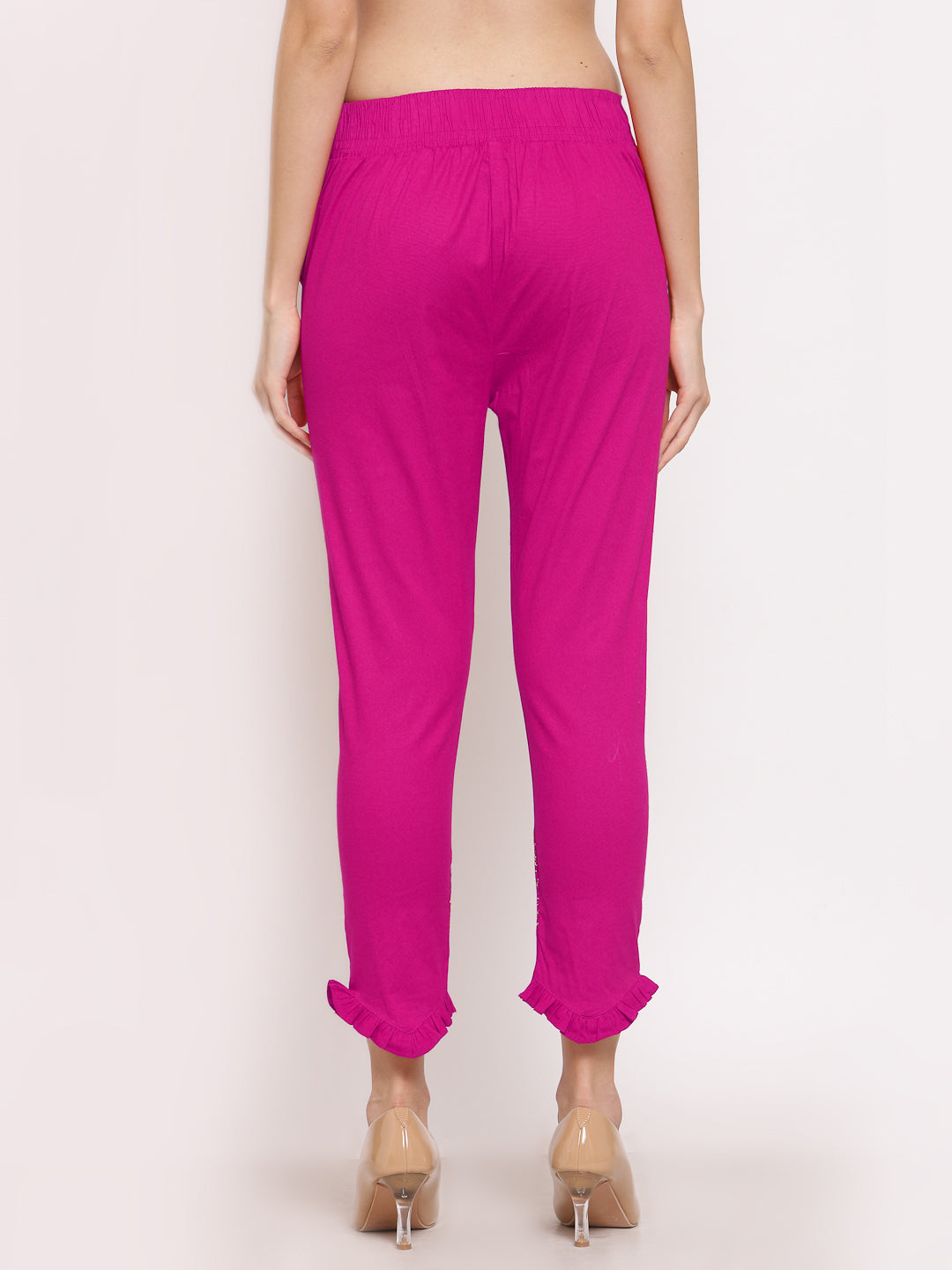 Klotthe Women Pink Solid Slim Fit Trouser