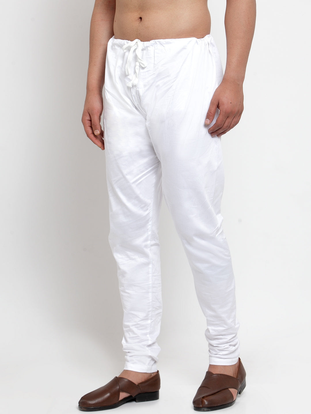 KLOTTHE White Cotton Solid Pyjama