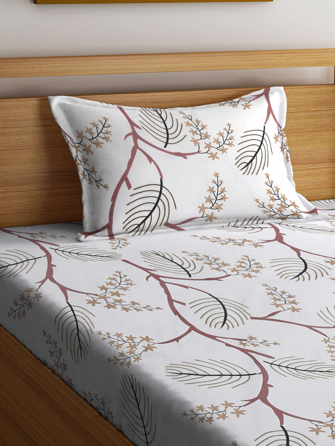 Klotthe Multicolor Floral 300 TC Cotton Blend Single Bedsheet with Pillow Cover