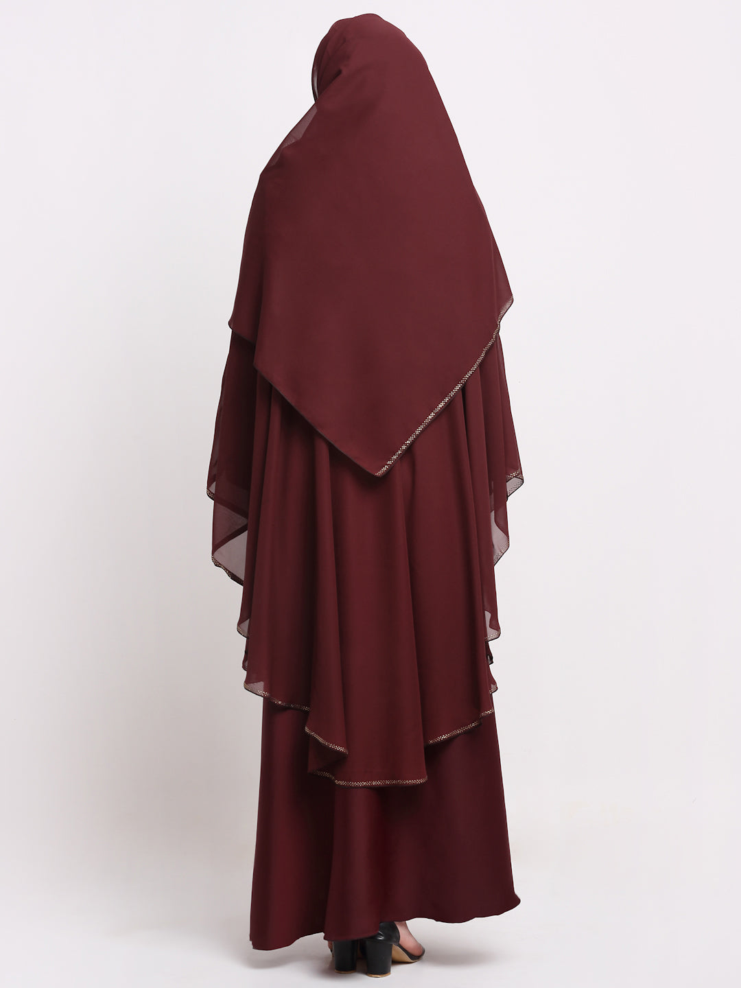 Klotthe Women Maroon Embellished Burqa With Scarves