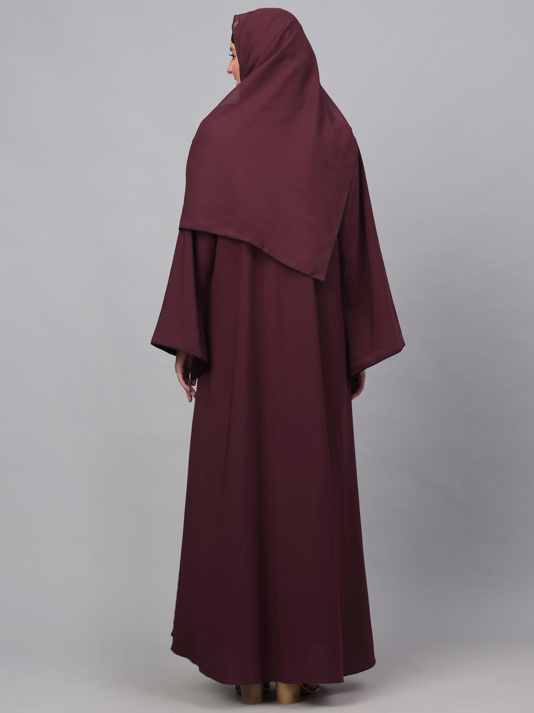 Klotthe Women Maroon Embellished Burqa With Scarves