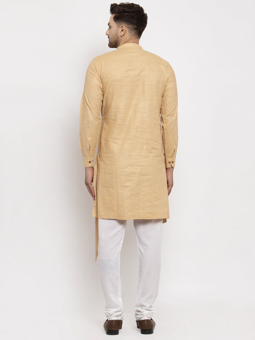 KLOTTHE Beige Cotton Solid Kurta With Pyjama