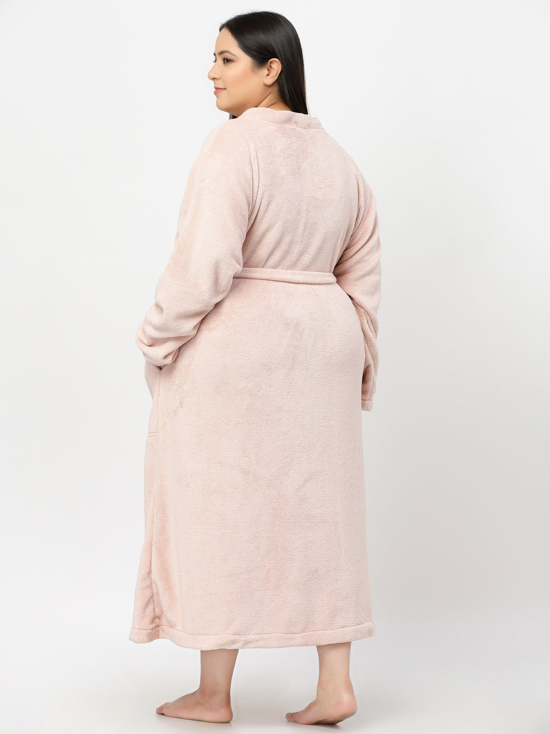 Klotthe Women Pink Solid Bath Robe With Belt