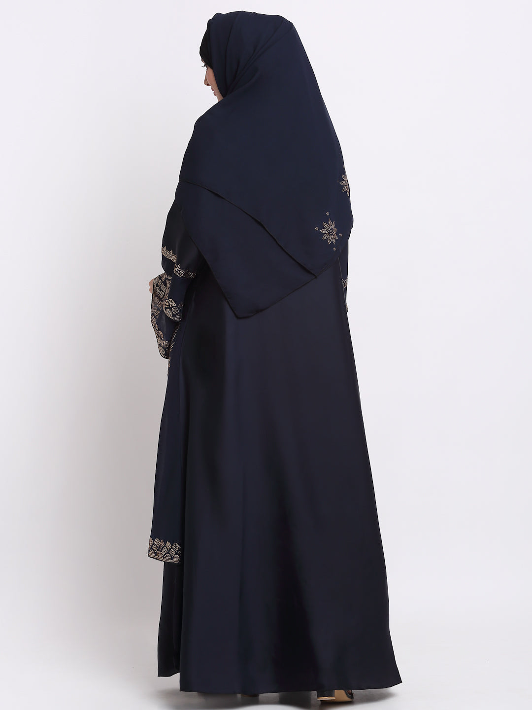 Klotthe Women Navy Blue Solid Burqa With Scarf