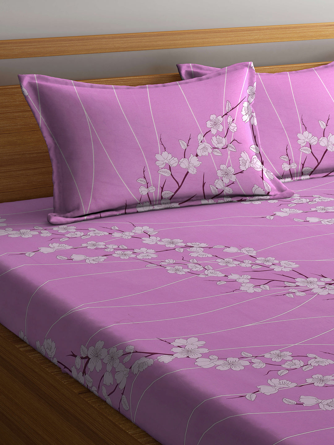 Klotthe Multicolor Floral 400 TC Pure Cotton Double Bedsheet with 2 Pillow Covers