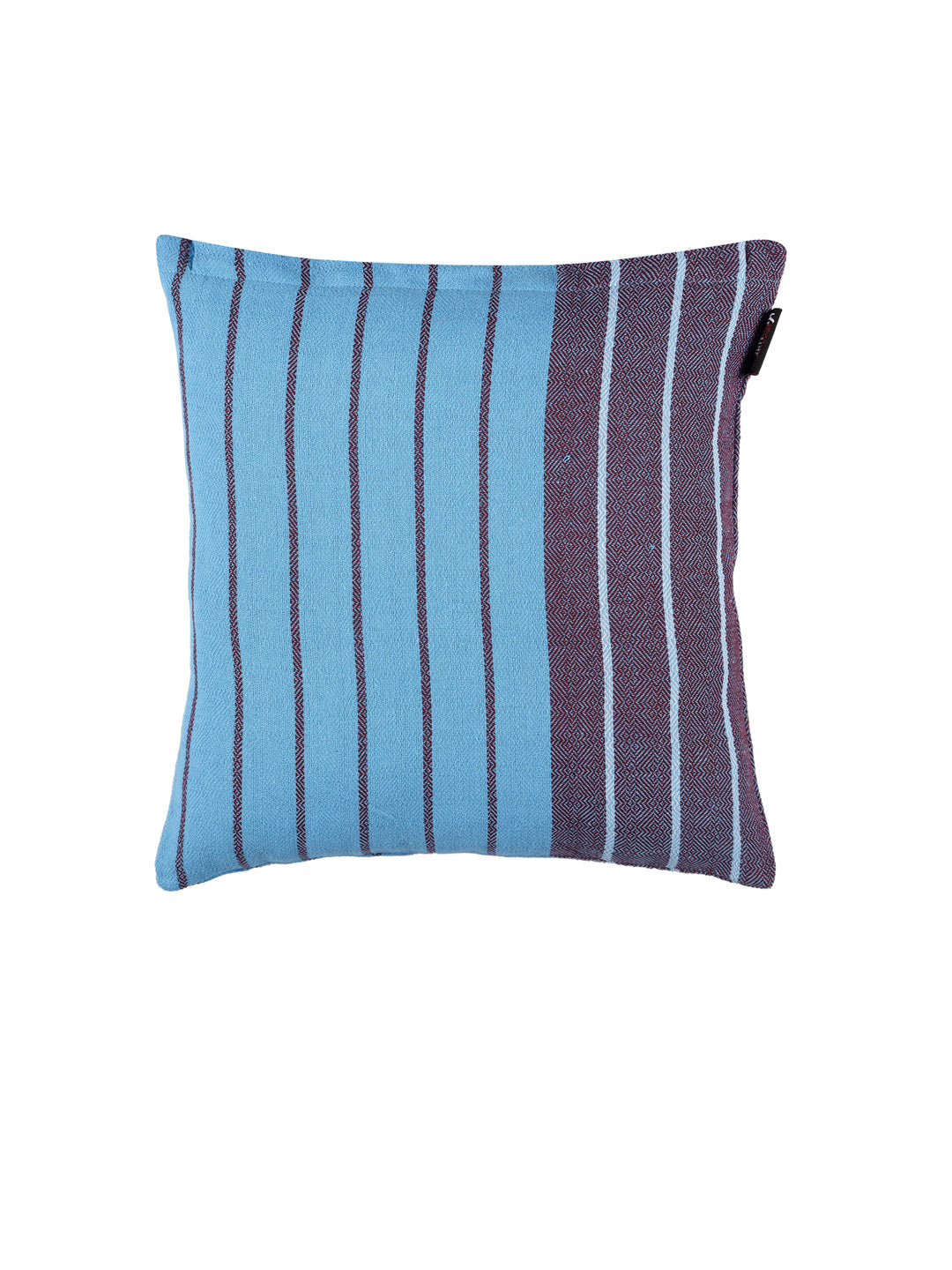 KLOTTHE Set of 5 Turquoise Cotton Striped Cushion Covers (40X40 cm)