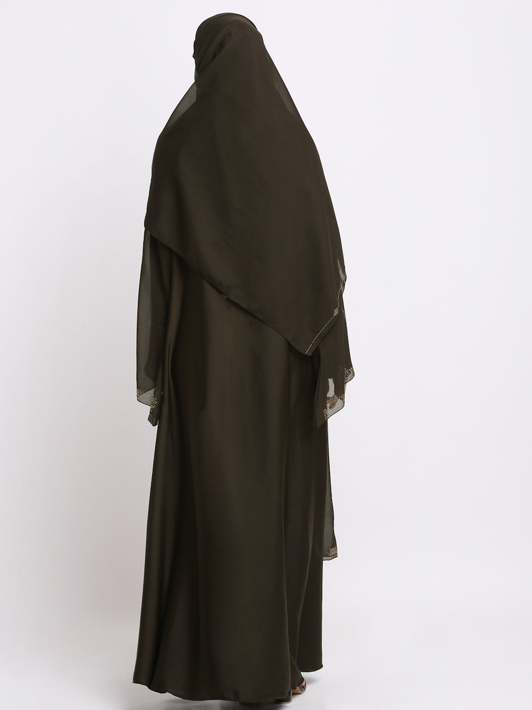 Klotthe Women Brown Embellished Burqa With Scarves