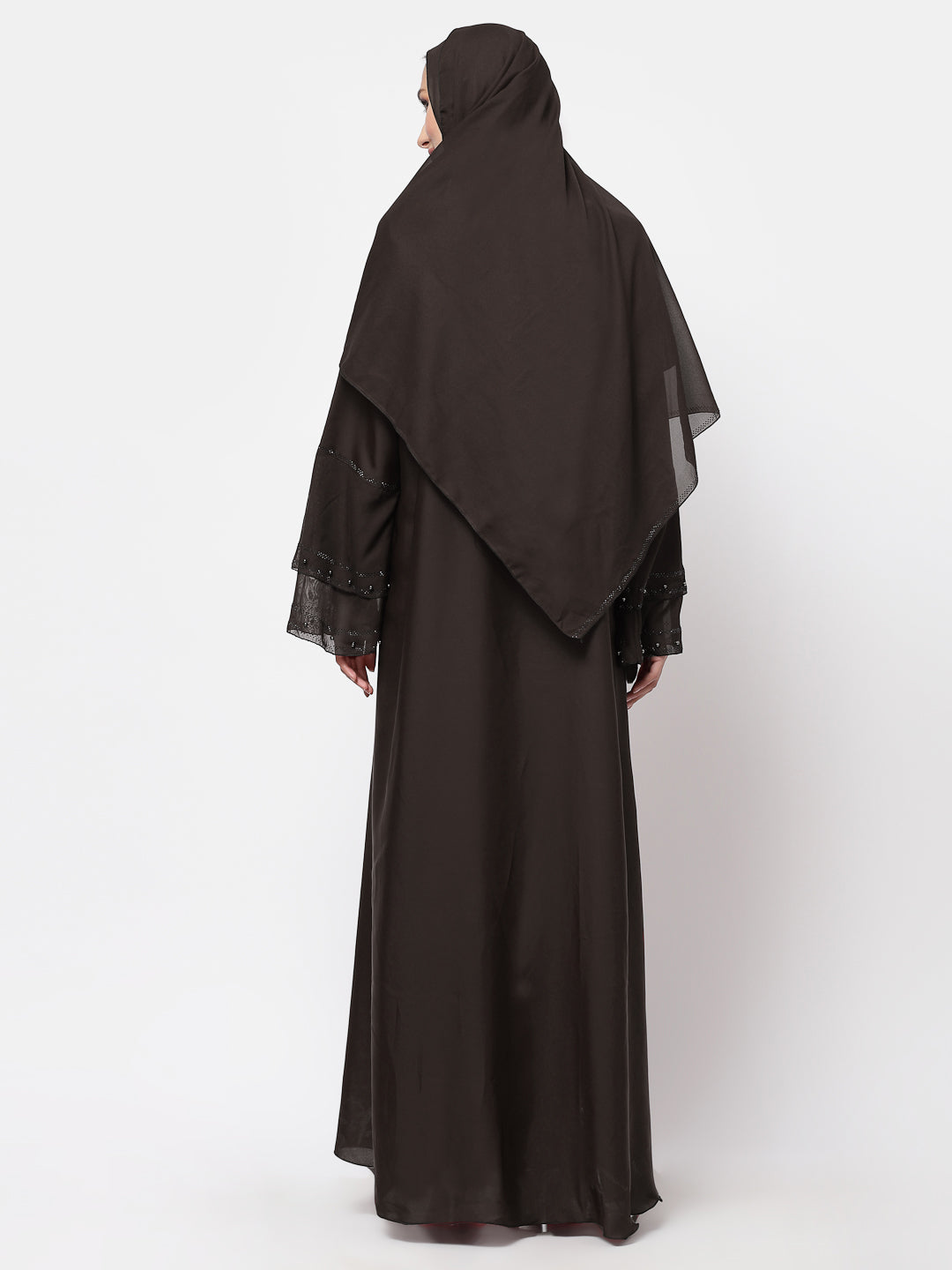 Klotthe Women Brown Embellished Burqa With Scarves