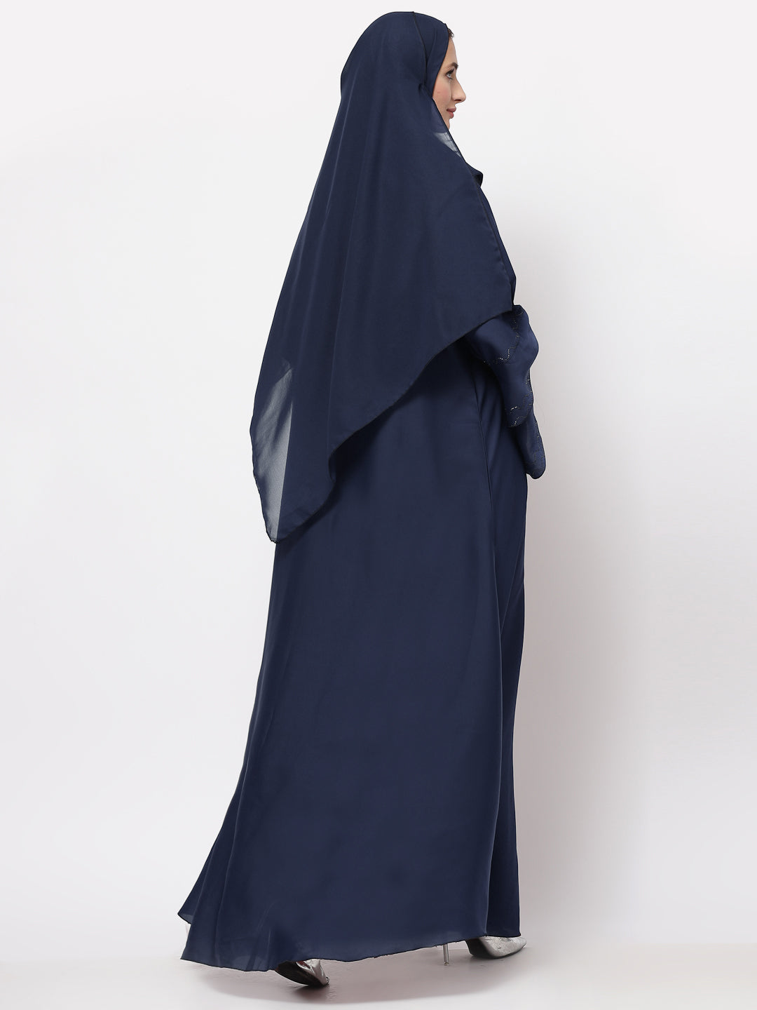 Klotthe Women Blue Embellished Burqa With Scarves