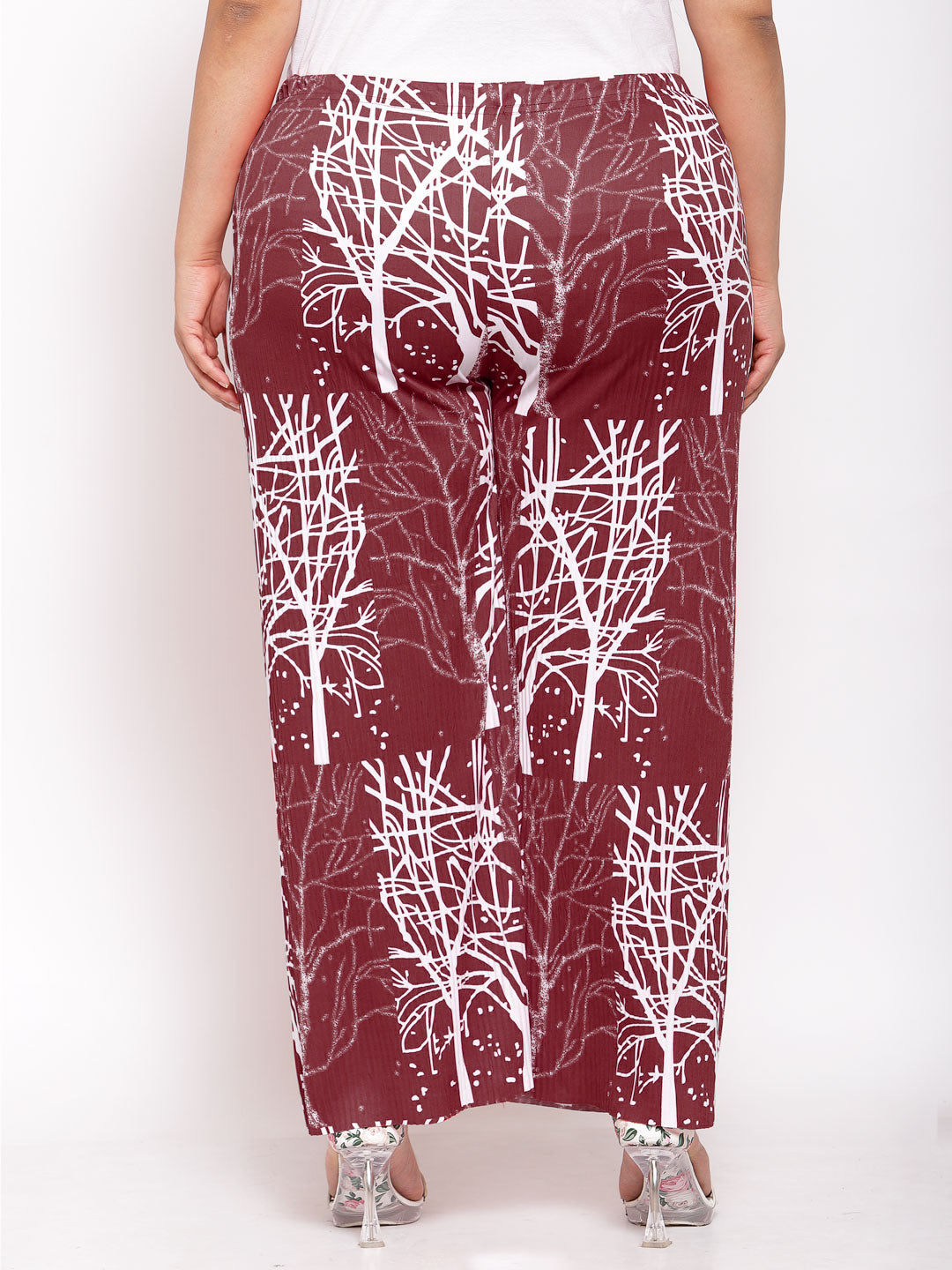 Klotthe Wide Leg Maroon Printed Palazzo