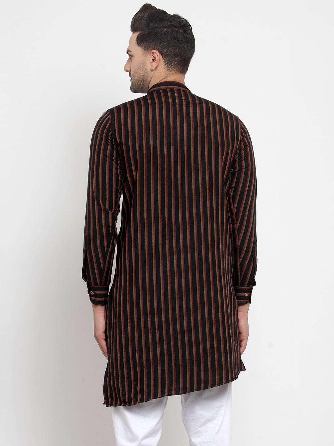 KLOTTHE Black Cotton Striped Kurtas