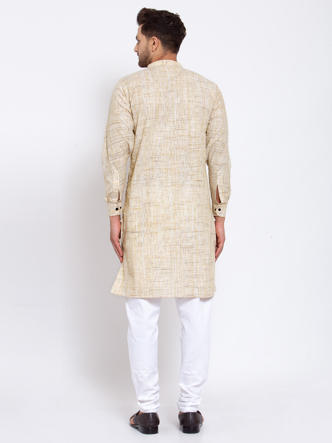 KLOTTHE Beige Cotton Solid Kurta