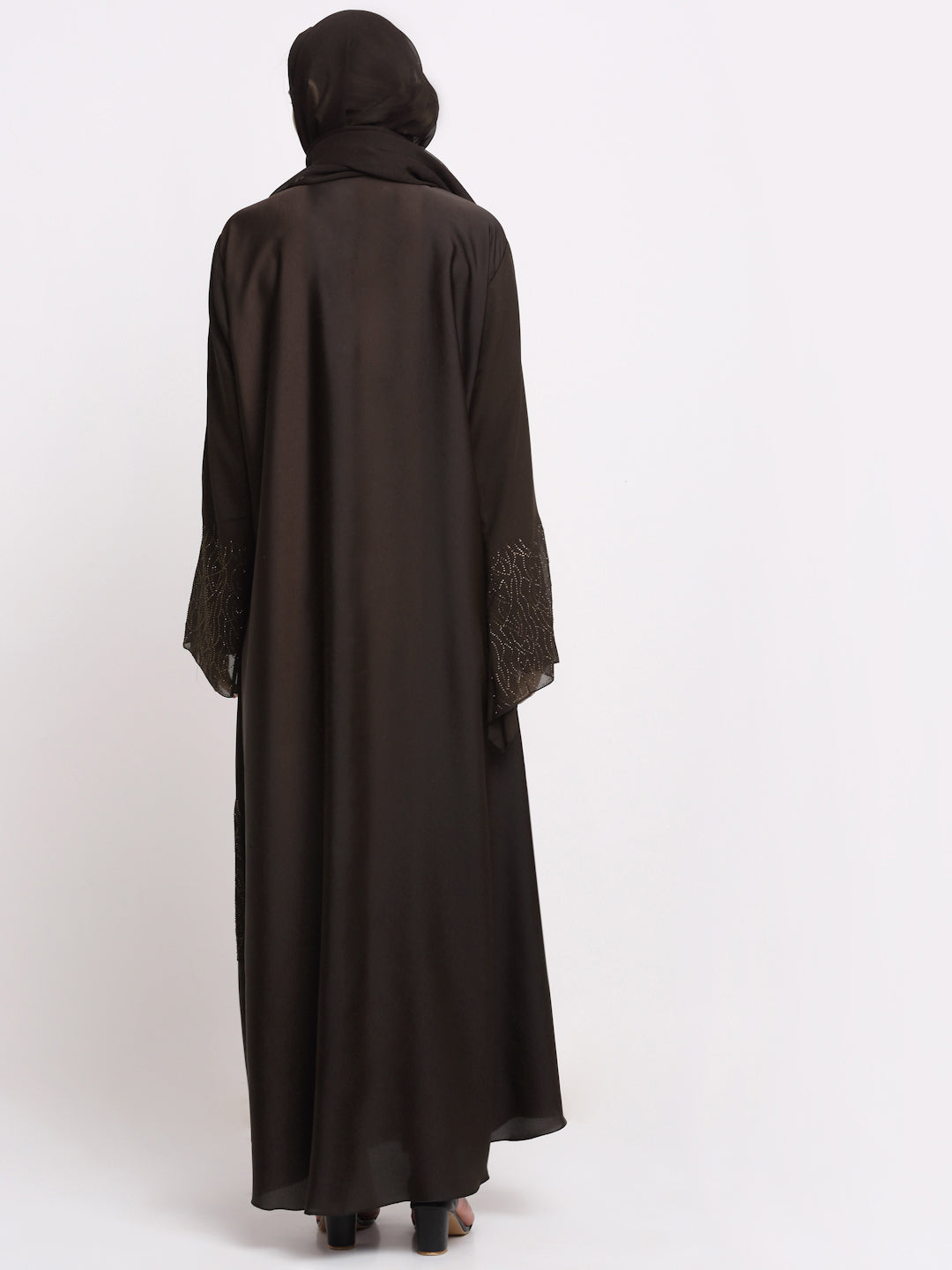 Klotthe Women Brown Embellished Burqa With Scarves