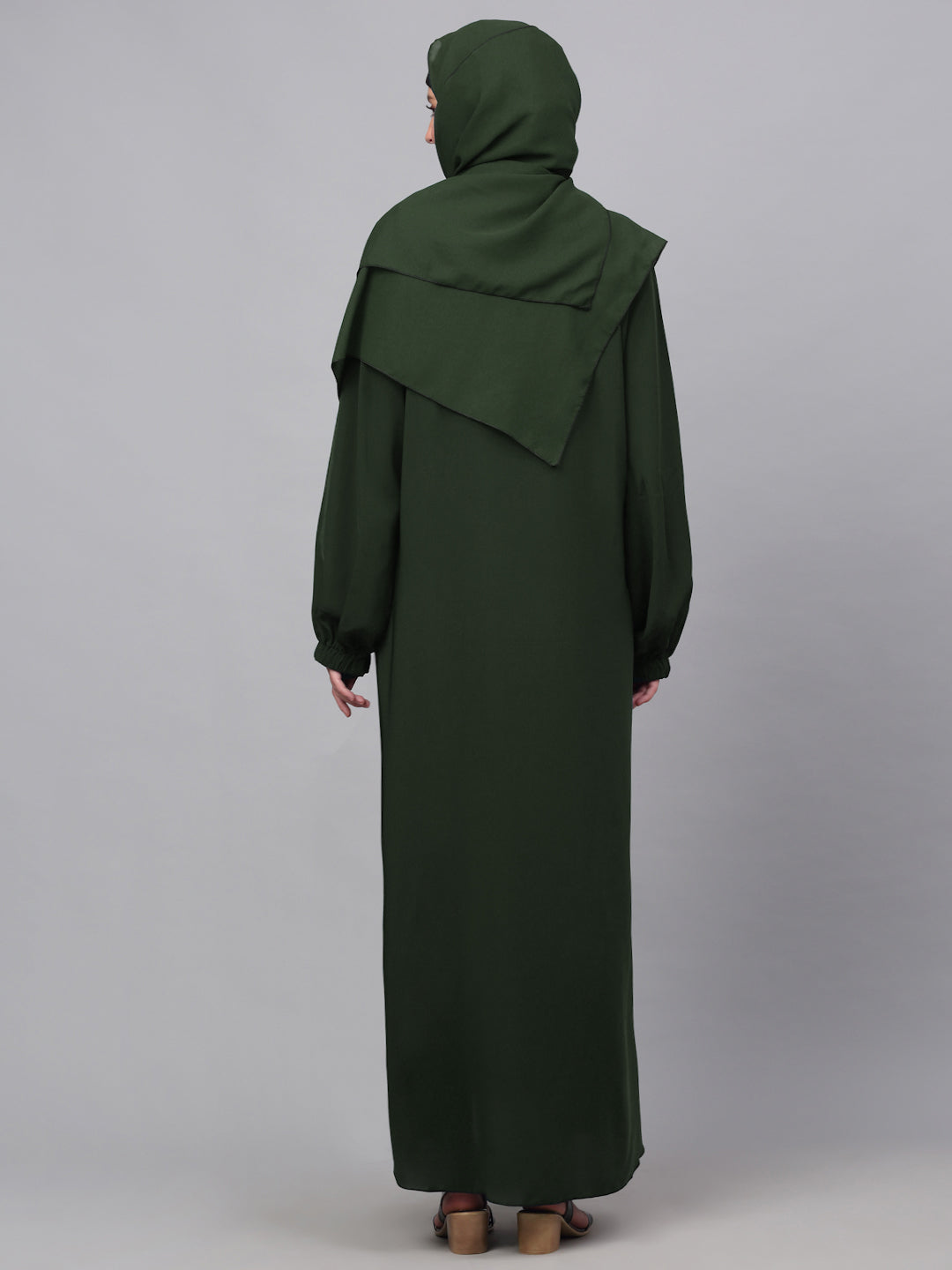 Klotthe Women Olive Embellished Burqa With Scarves