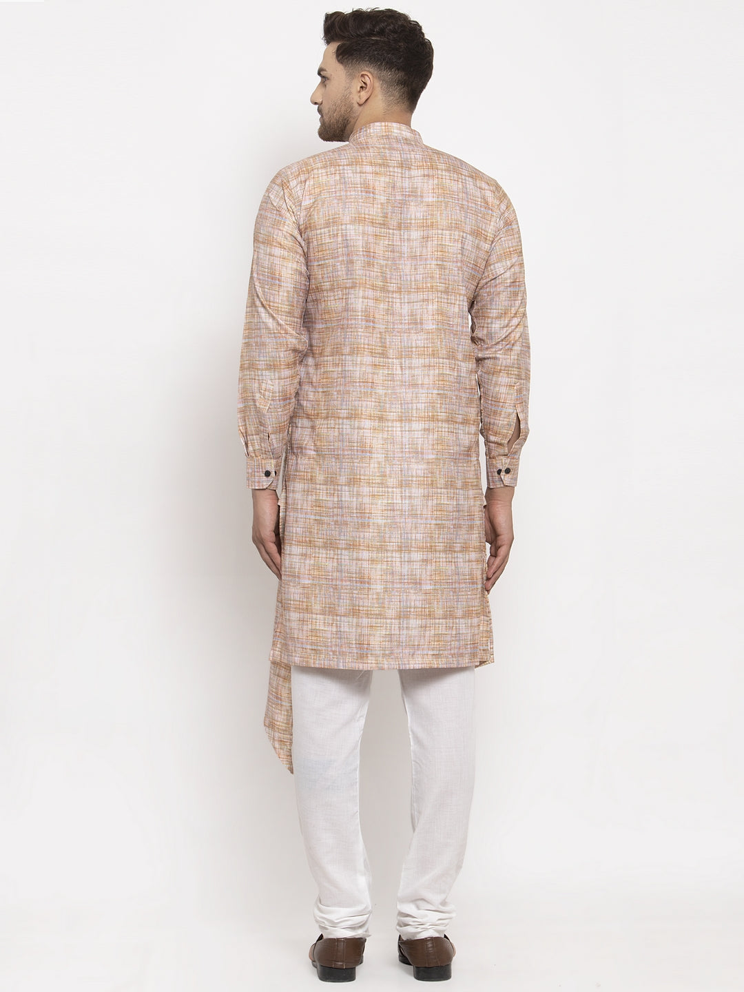 KLOTTHE Beige Cotton Printed Kurta With Pyjama