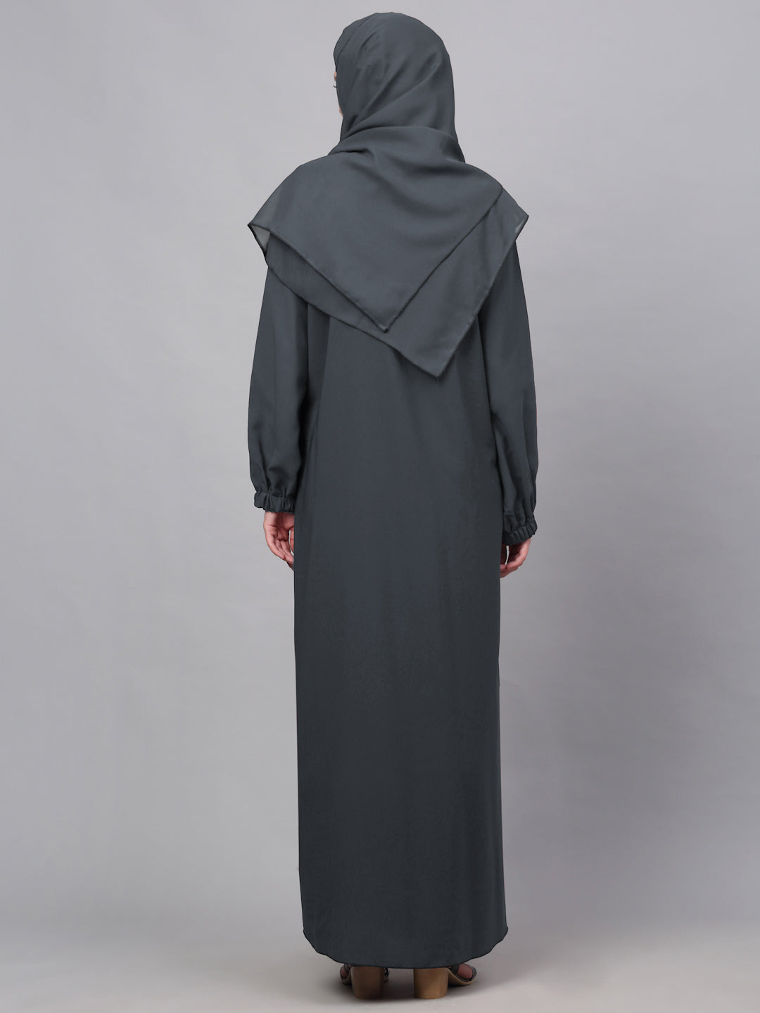 Klotthe Women Grey Embellished Burqa With Scarves