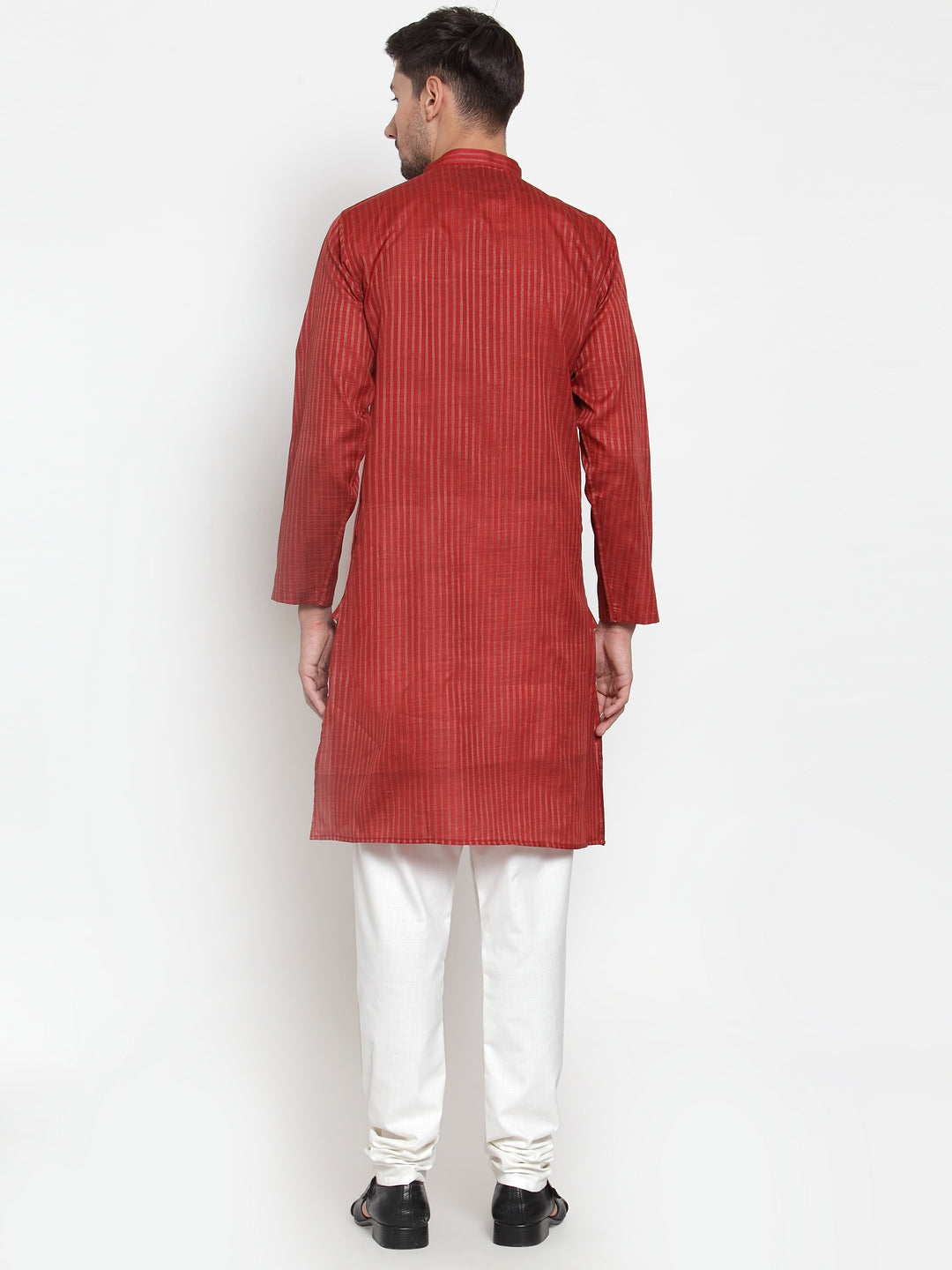 Red Cotton Striped Party Kurtas