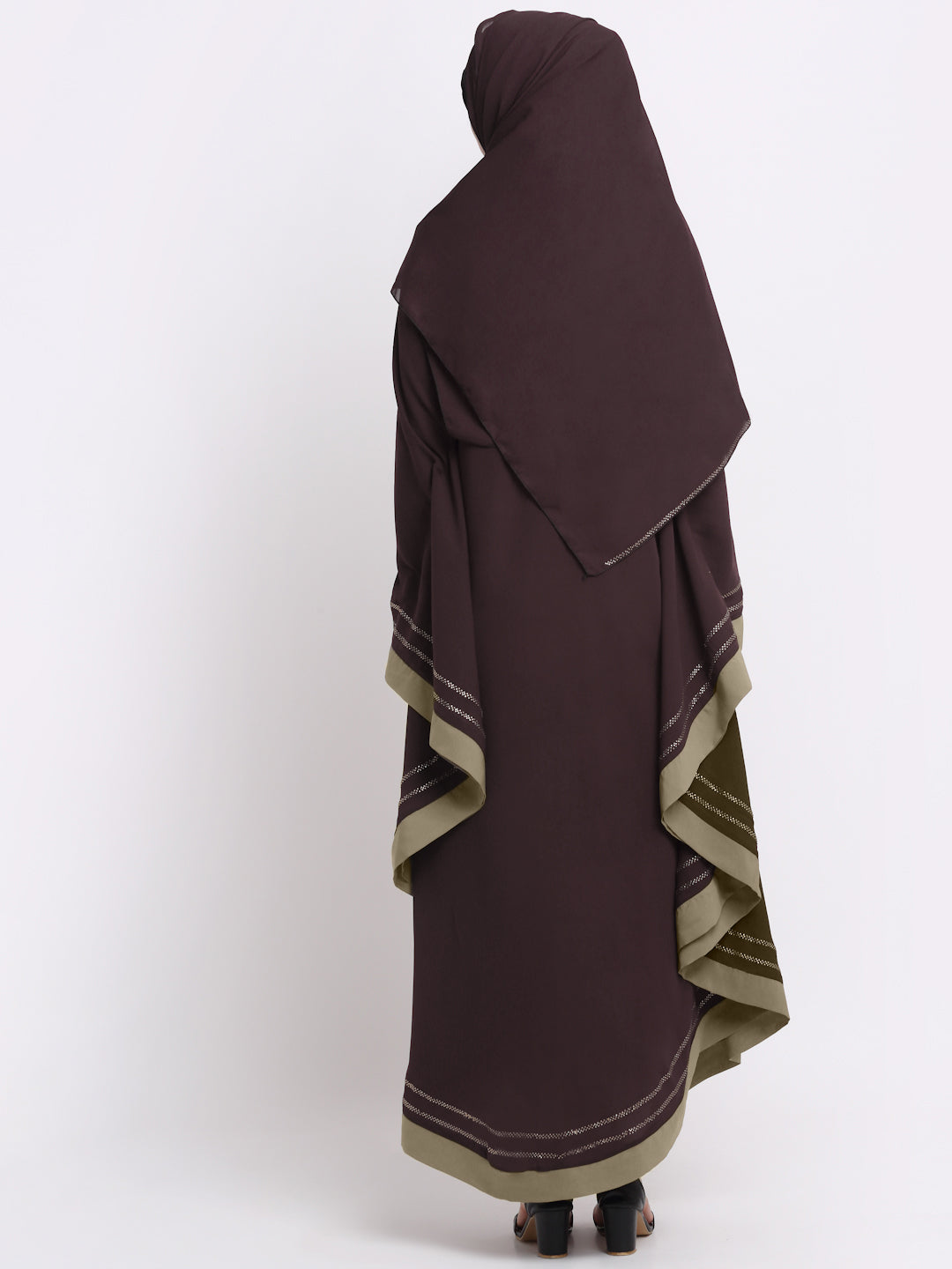 Klotthe Women Burgundy Embellished Burqa With Scarves