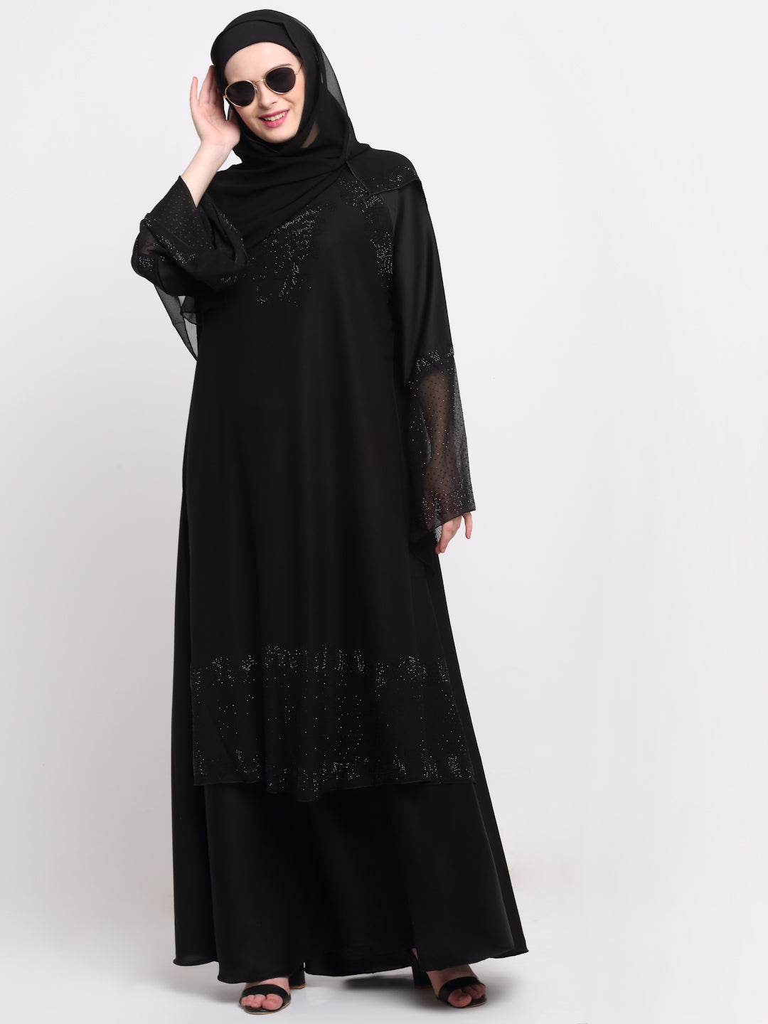 Klotthe Women Black Solid Burqa With Scarf