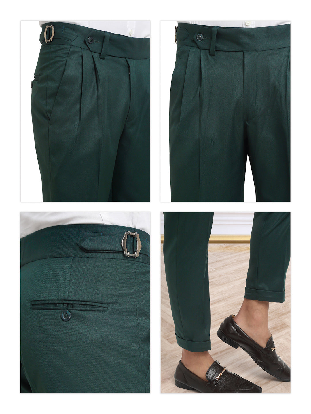 Italian Style Formal Gurkha Pant-BottleGreen