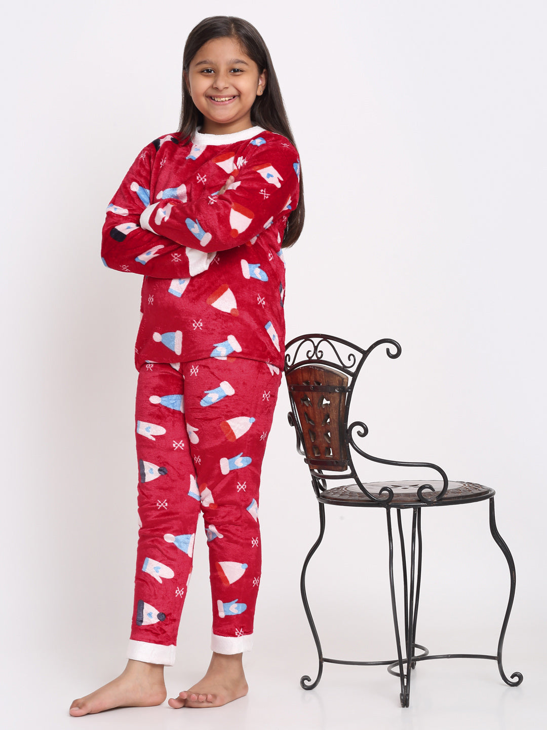 Klotthe Girls Multicolor Cartoon Characters Wool Blend Night Suit