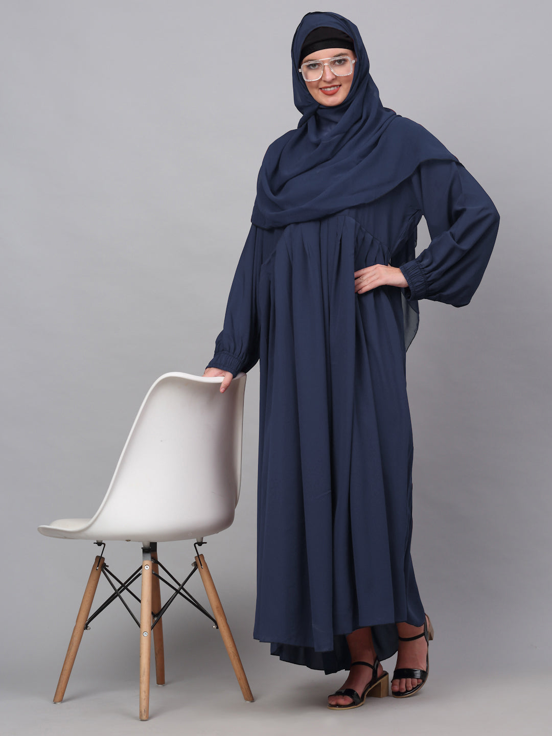 Klotthe Women Blue Embellished Burqa With Scarves