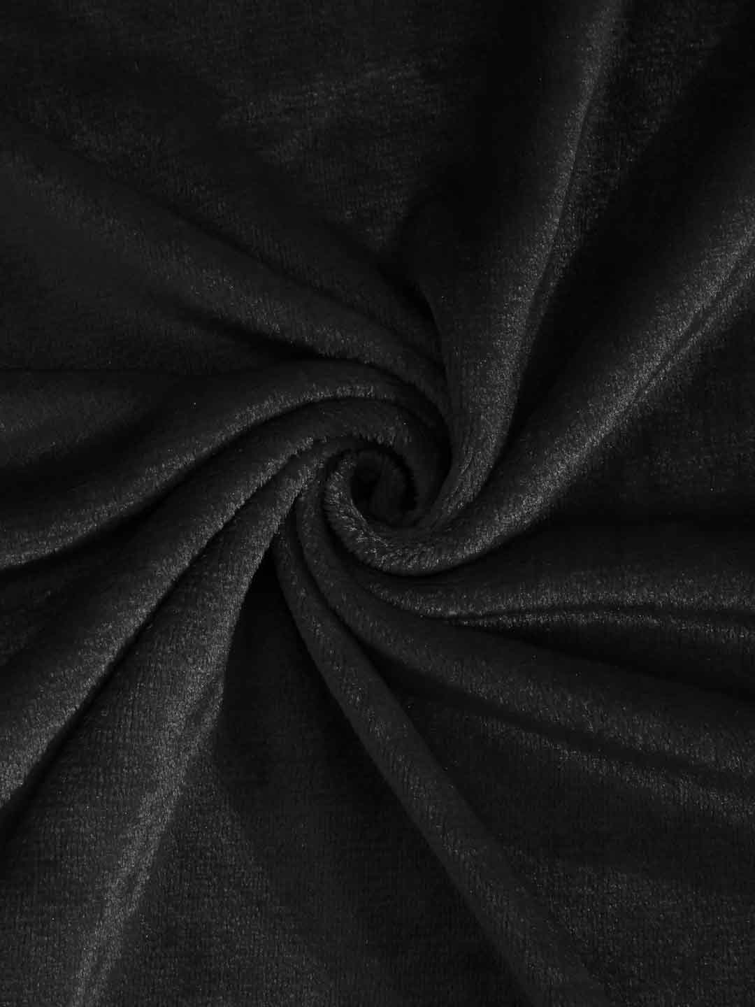 Klotthe Black Solid Woolen Fitted Double Bed Sheet with 2 Pillow Covers