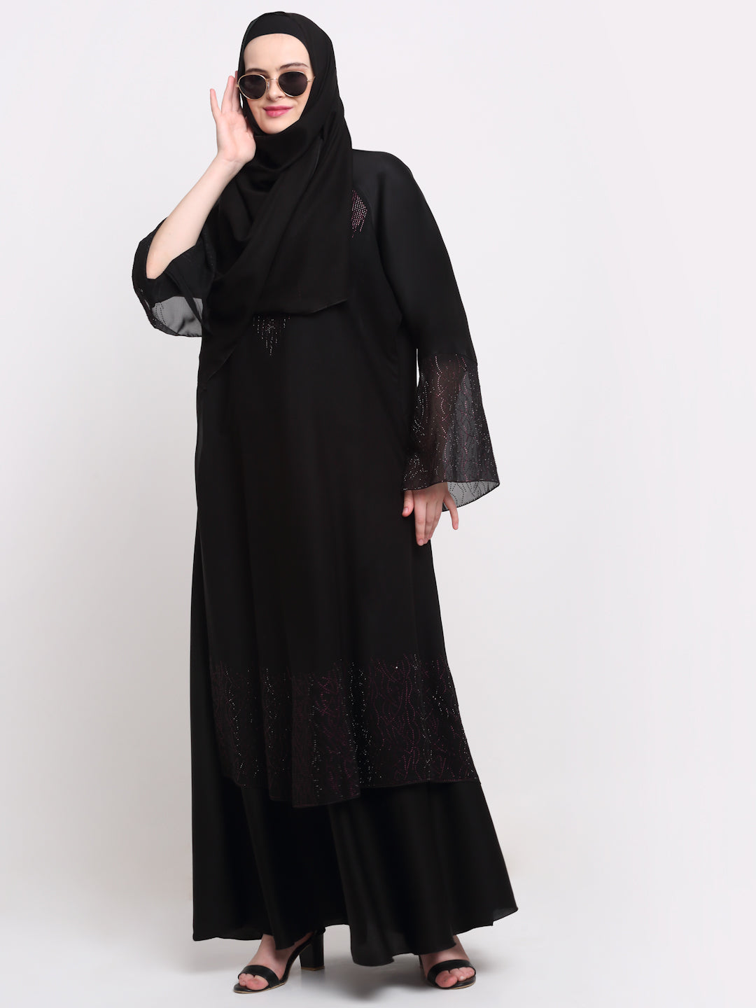 Klotthe Women Black Solid Burqa With Scarf