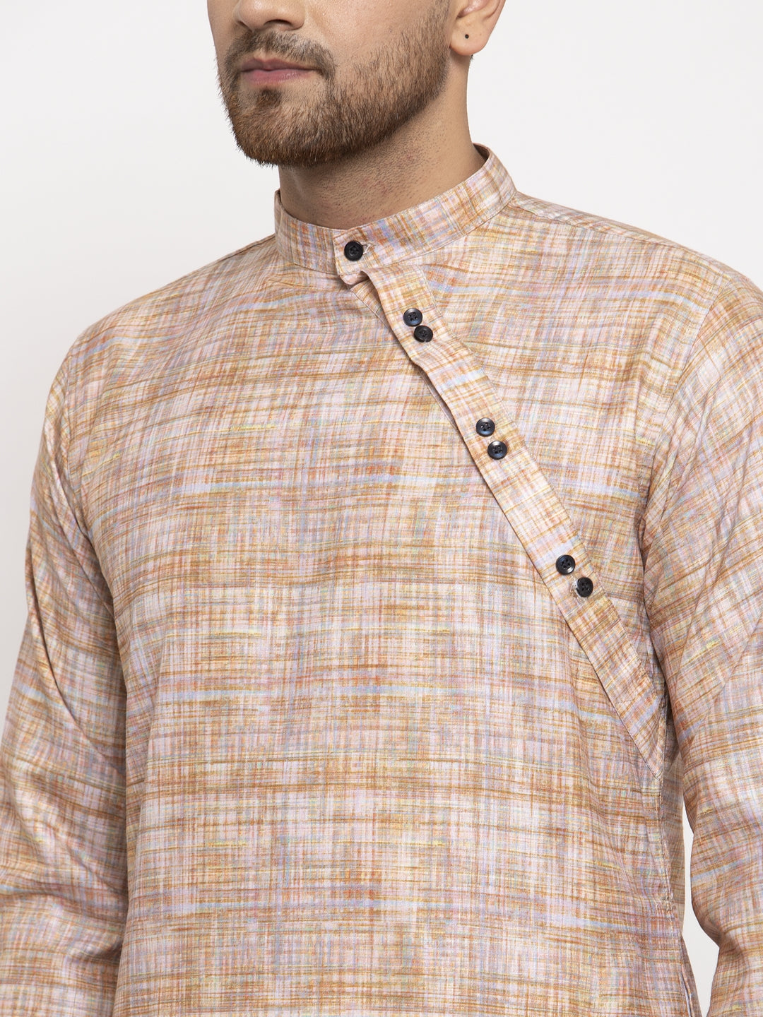 KLOTTHE Beige Cotton Printed Kurta With Pyjama