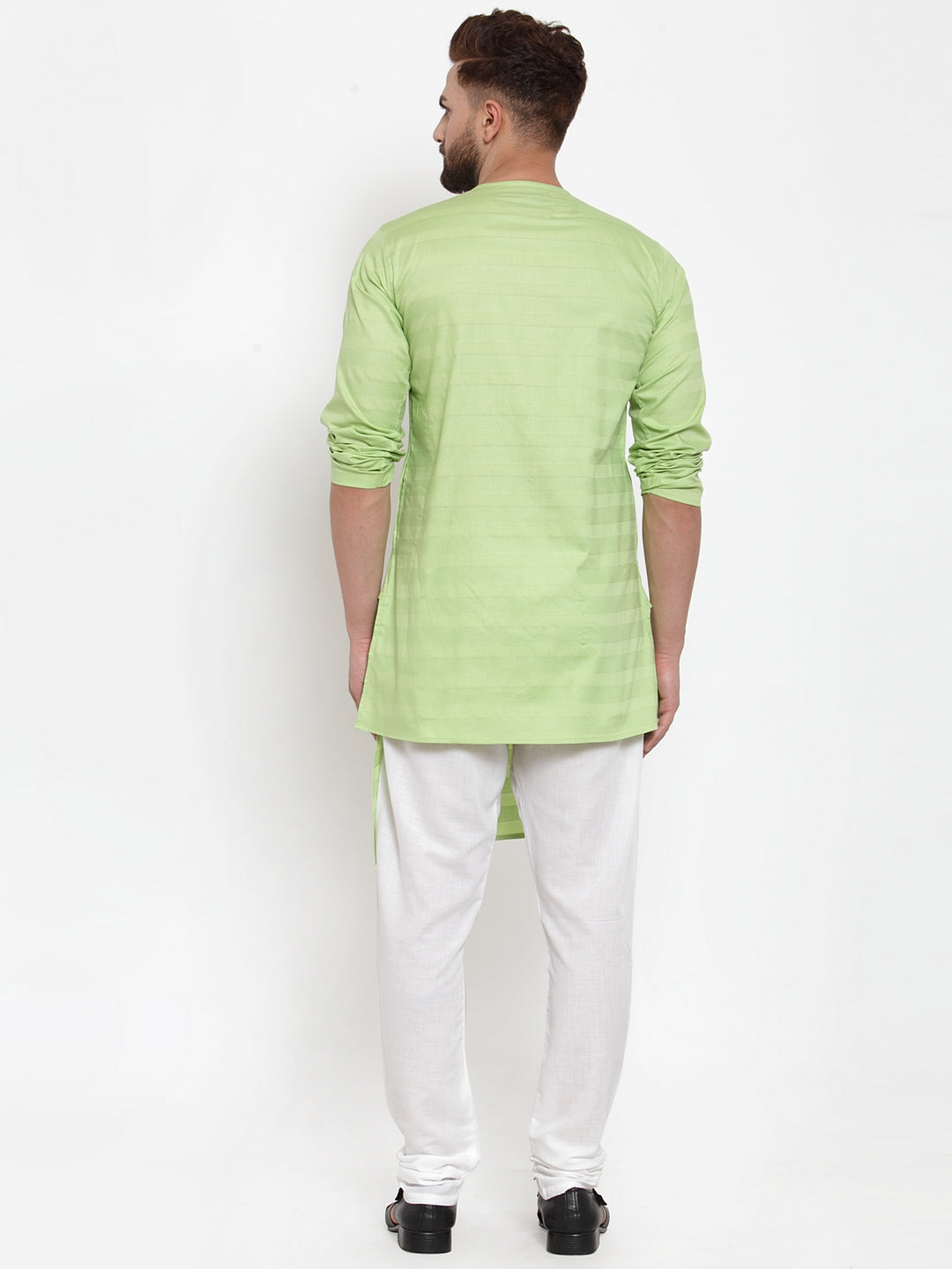 LightGreen Cotton Striped Party Kurtas